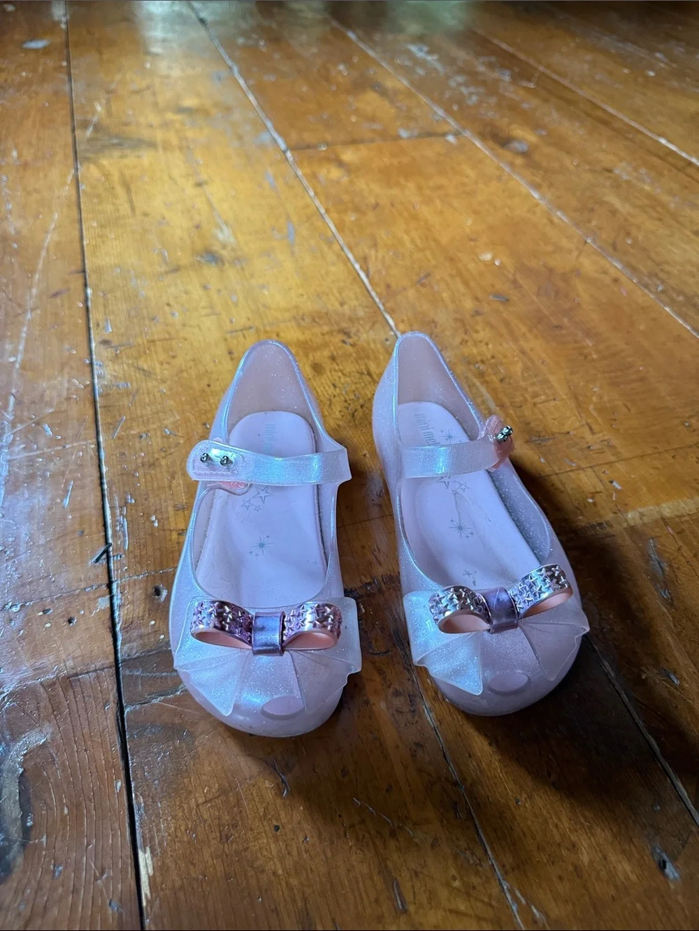 Mini Melissa Shimmery Pink Bow Mary Jane Kids Shoes